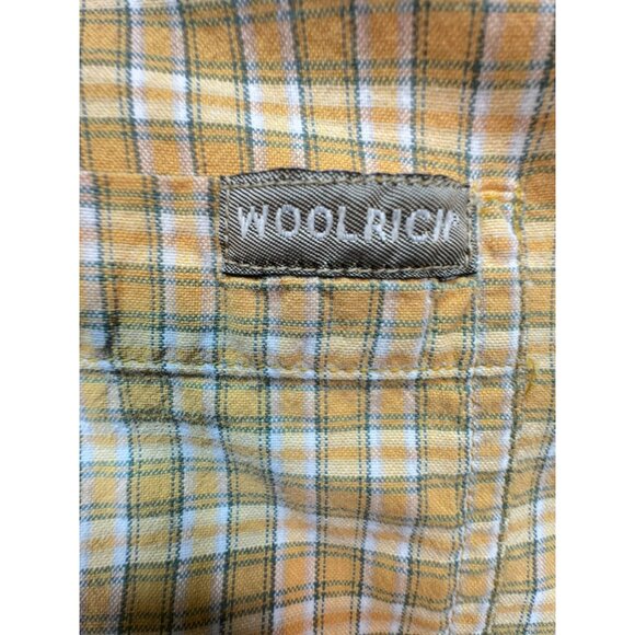 Woolrich Mens Plaid Short Sleeve Button Up Shirt Size L Yellow/White Casual - Picture 3 of 7